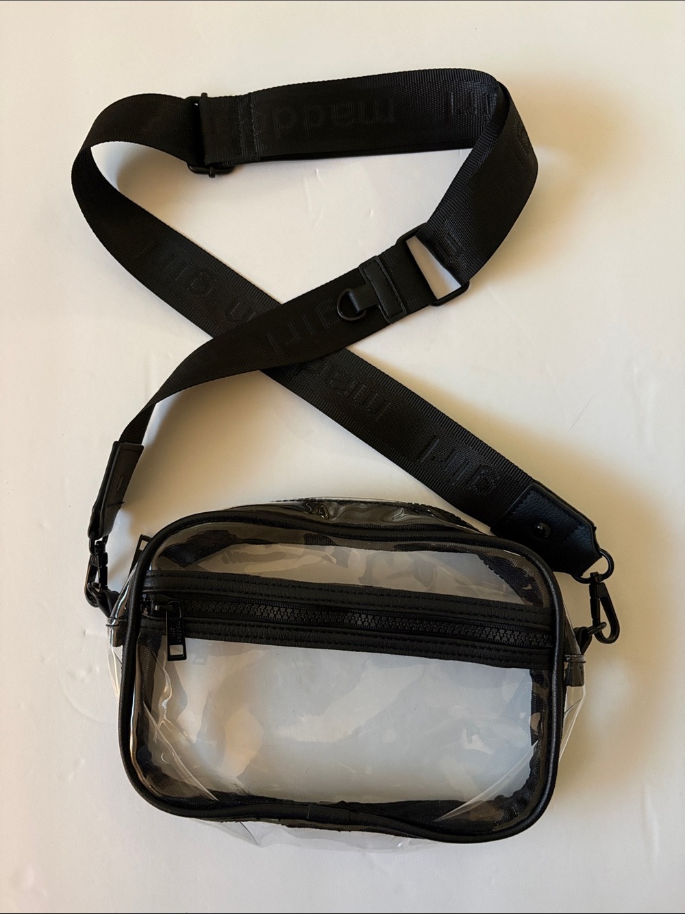 Madden Girl Clear Black Crossbody Bag with Adjustable Strap